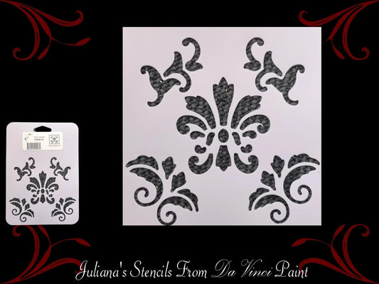 Fancy Corners vintage furniture paint stencil 127mm x 180mm-Vintique Concepts