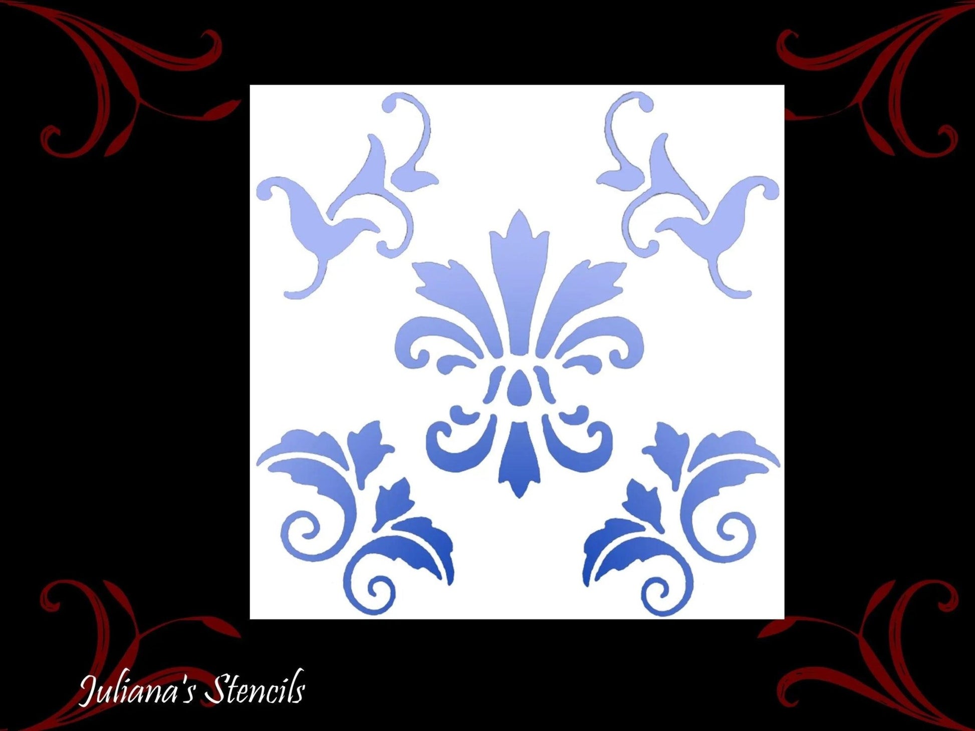 Fancy Corners vintage furniture paint stencil 127mm x 180mm-Vintique Concepts