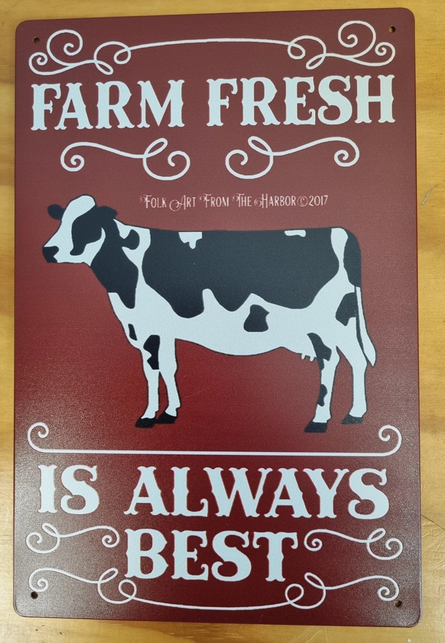 Farm Fresh is always best-with cow....Tin Sign 30cm x 20cm *-Vintique Concepts