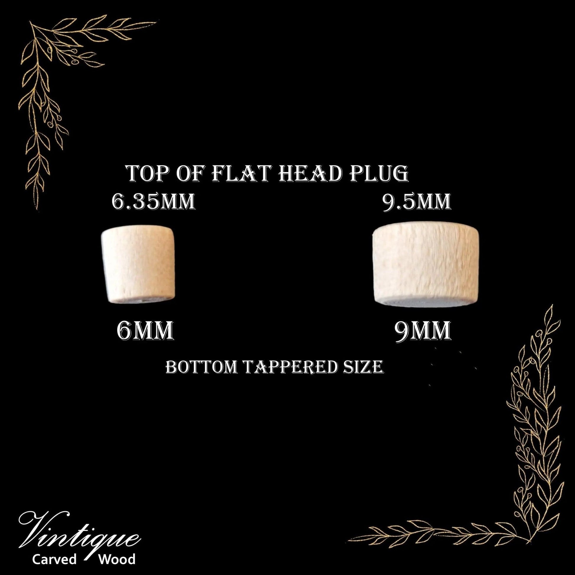 Flathead Tappered Wood Plugs -Maple 6.35mm & 9.5mm-Vintique Concepts