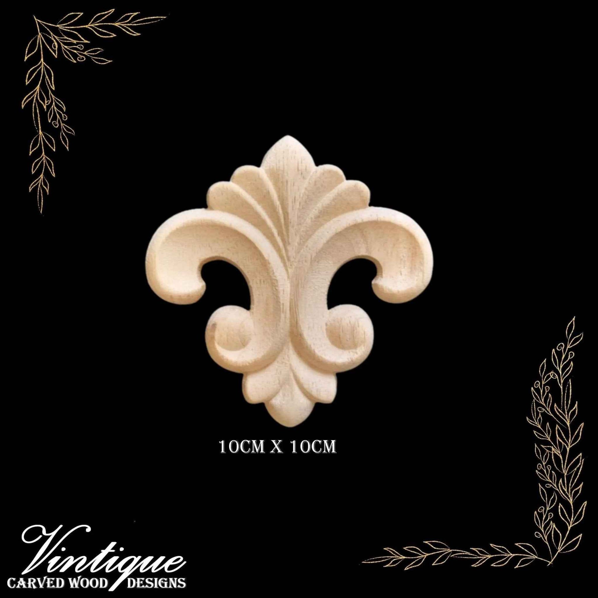 Fleur De Lis centre wood applique  10cm x 10cm