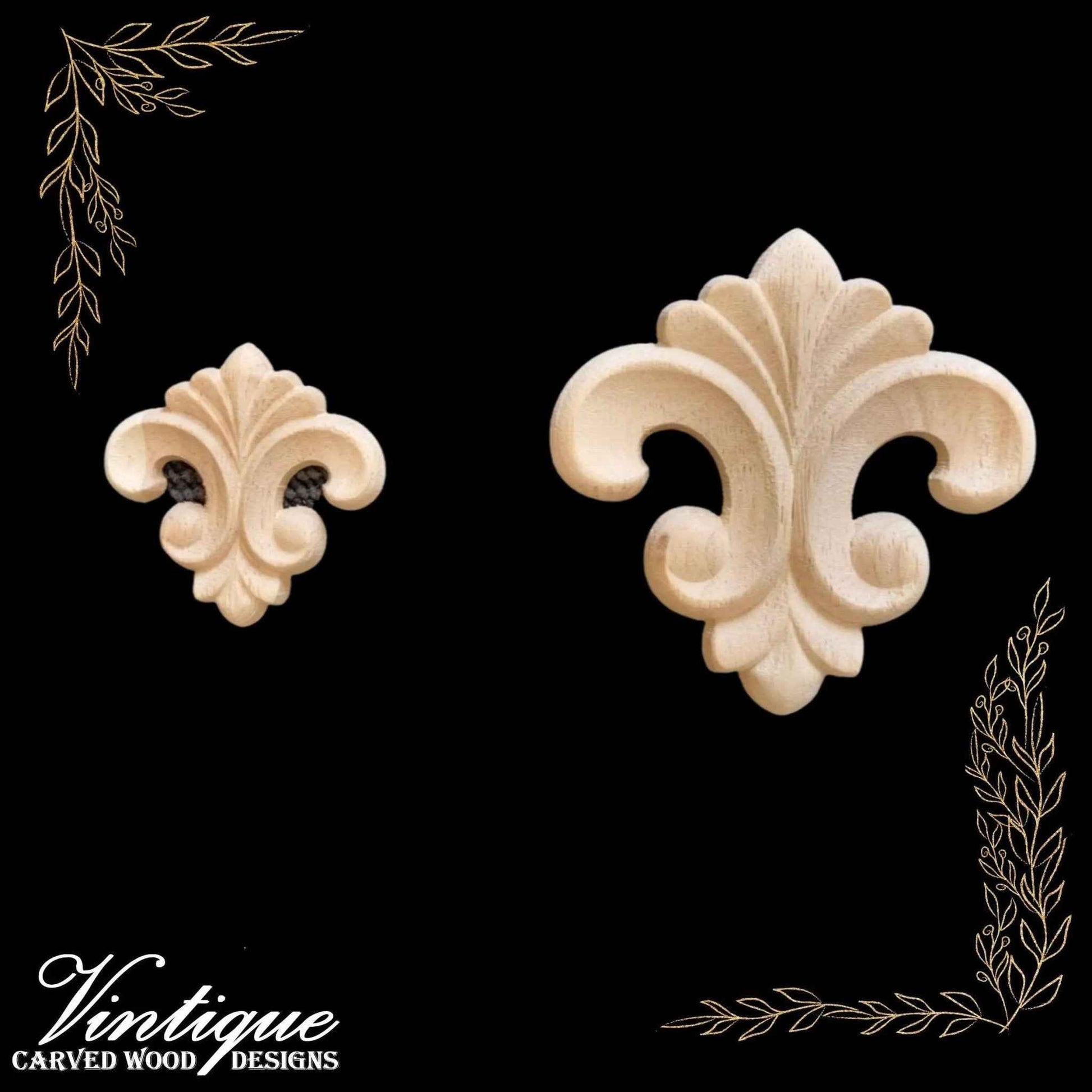 Fleur De Lis centre wood applique  10cm x 10cm
