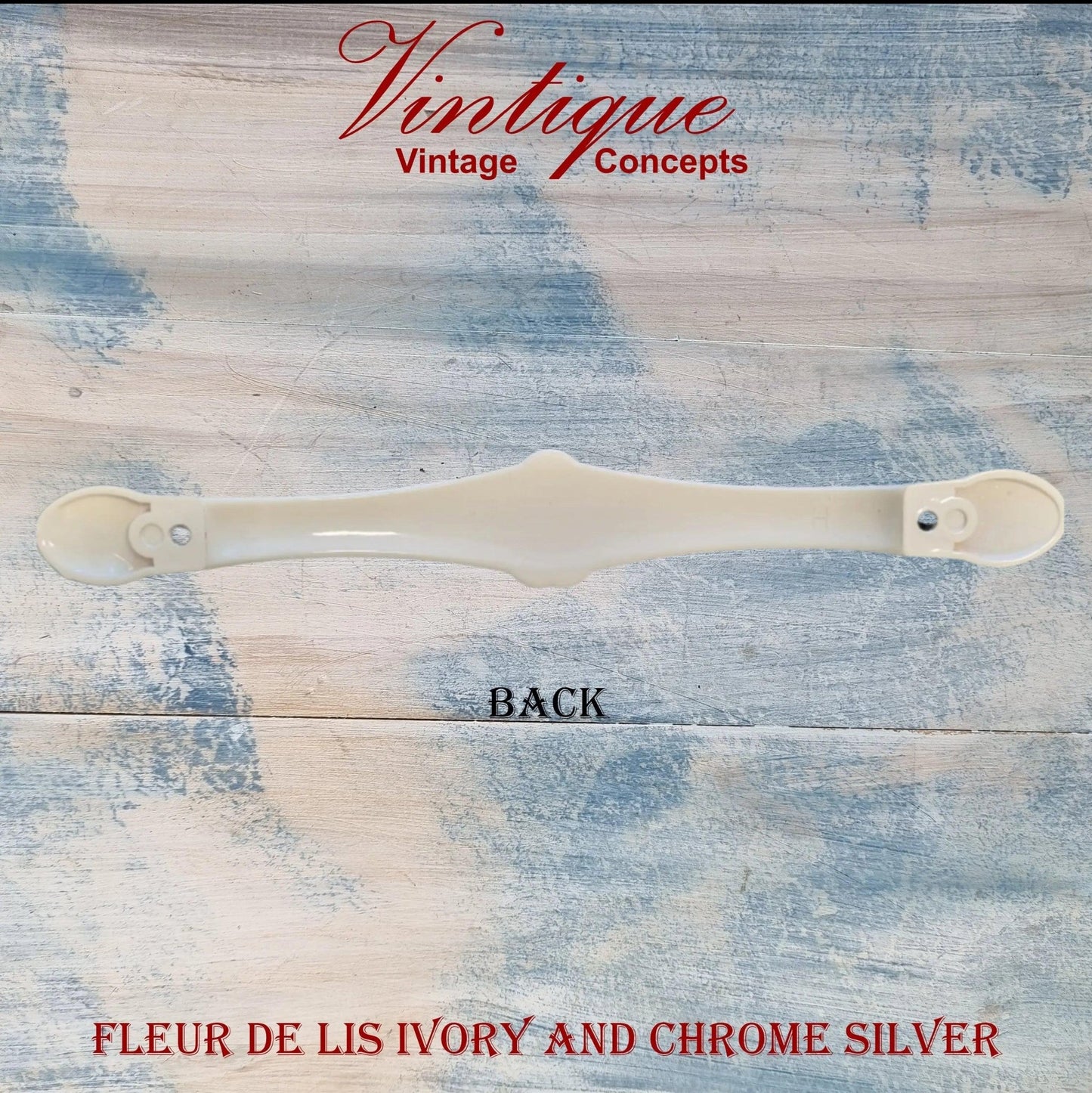 Fleur de Lis Ivory with Chrome silver Drawer handle 180mm long-Vintique Concepts
