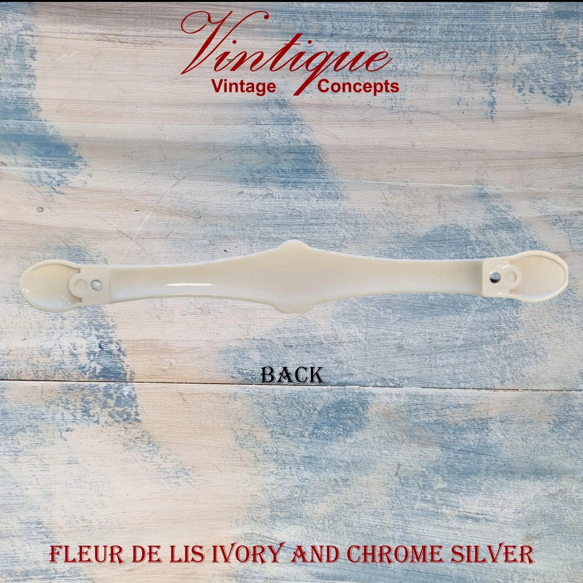Fleur de Lis Ivory with Chrome silver Drawer handle 180mm long-Vintique Concepts