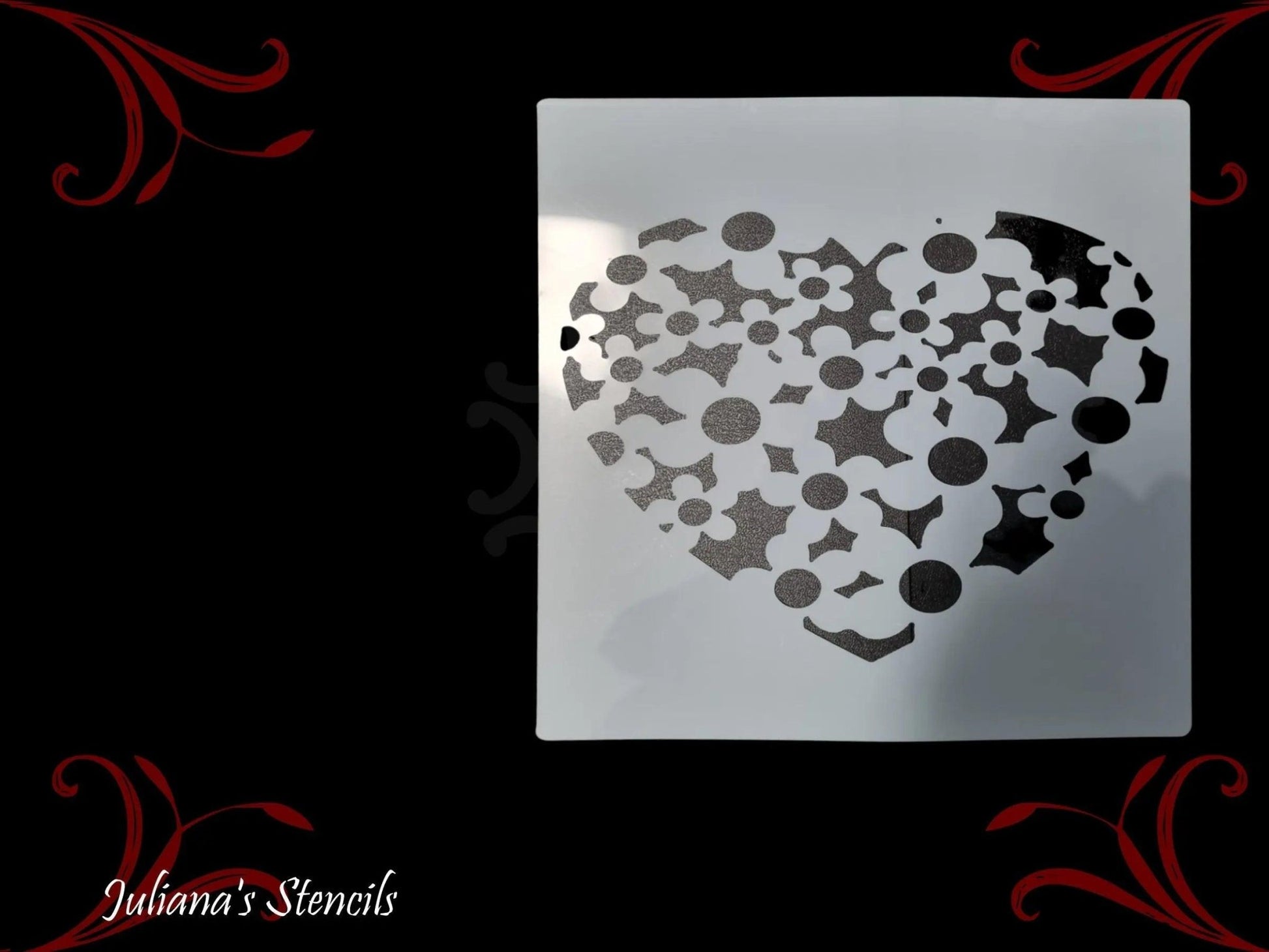 Floral Heart vintage furniture & Wall  paint stencil 200mm x 200mm-Vintique Concepts