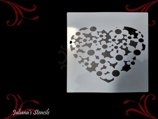 Floral Heart vintage furniture & Wall  paint stencil 200mm x 200mm-Vintique Concepts