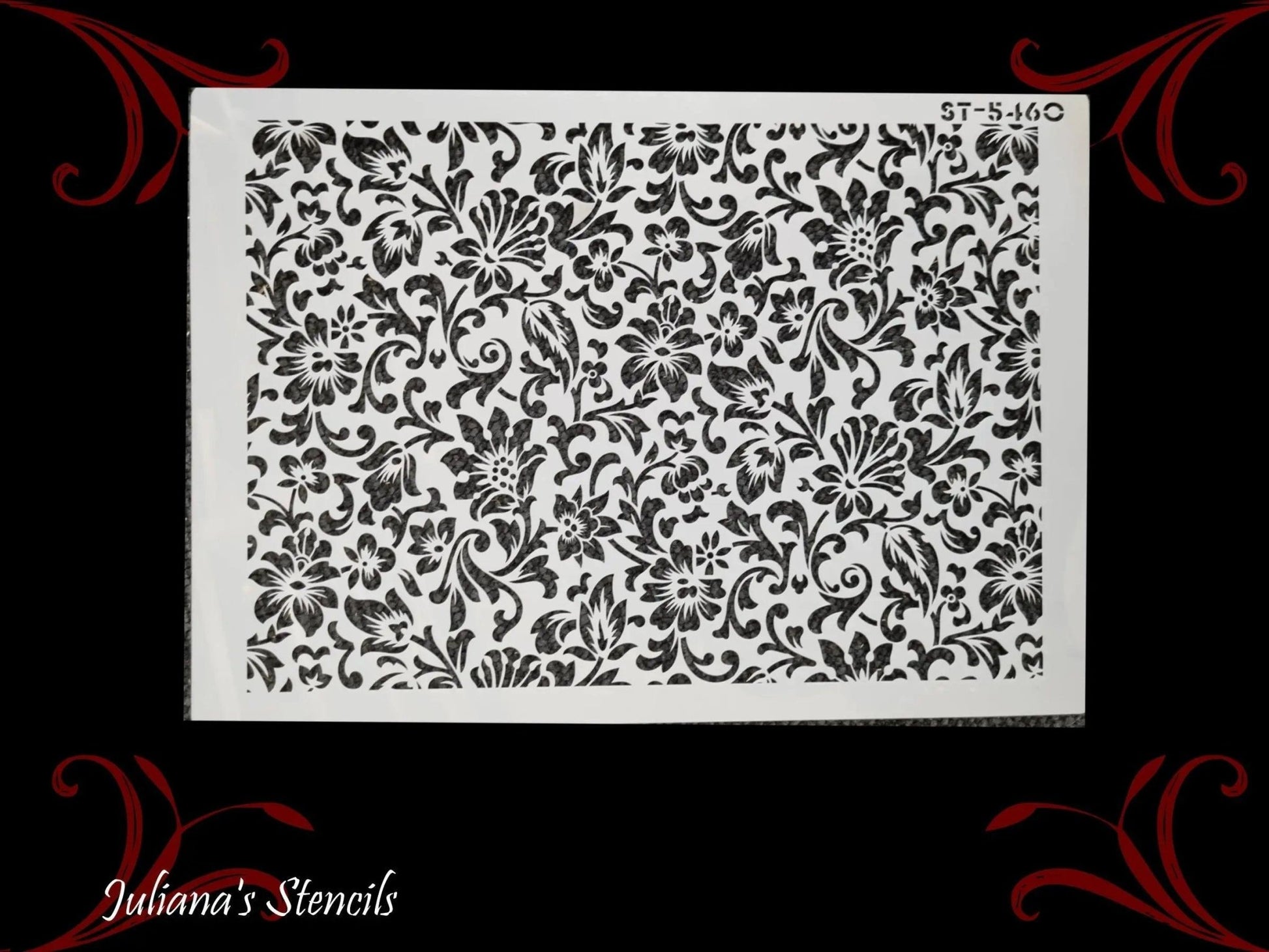 Floral Patterned Vintage furniture paint stencil (A4 Size)-Vintique Concepts