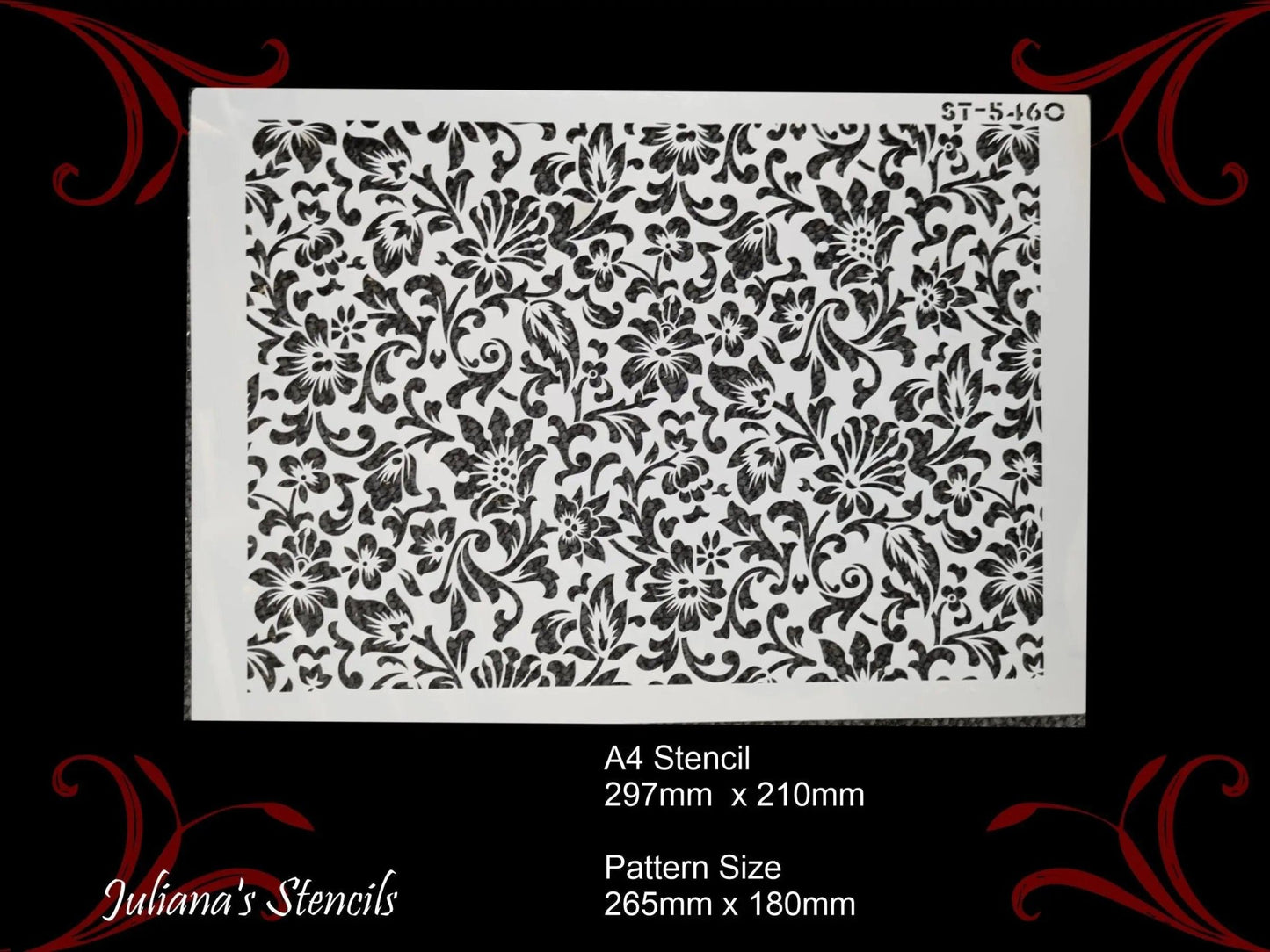 Floral Patterned Vintage furniture paint stencil (A4 Size)-Vintique Concepts