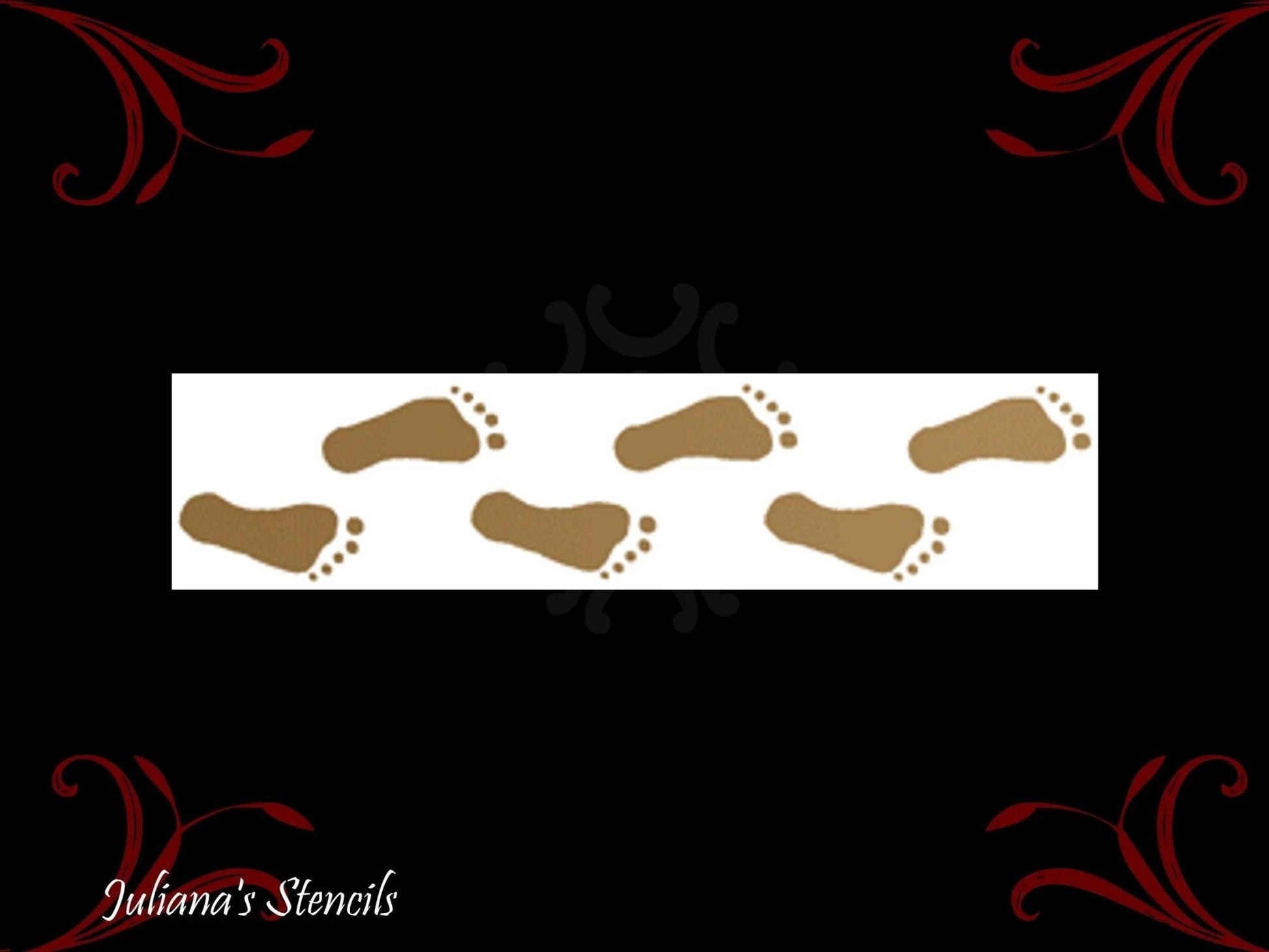 Foot Print Border vintage furniture & Wall  paint stencil 102mm x 385mm-Vintique Concepts