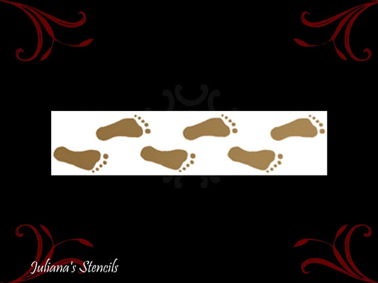 Foot Print Border vintage furniture & Wall  paint stencil 102mm x 385mm-Vintique Concepts