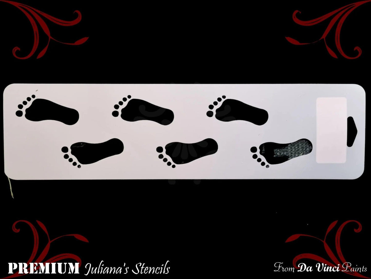 Foot Print Border vintage furniture & Wall  paint stencil 102mm x 385mm-Vintique Concepts