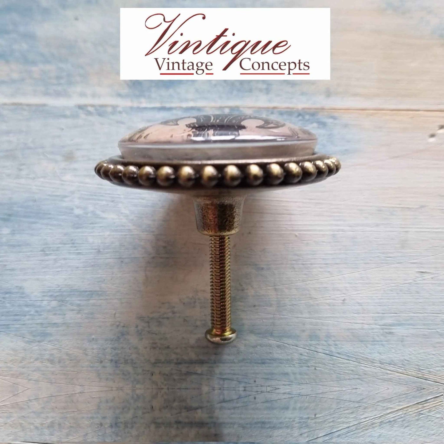 French series Vintage Glass/Zinc Alloy Gold Knob 54mm Royal Crown