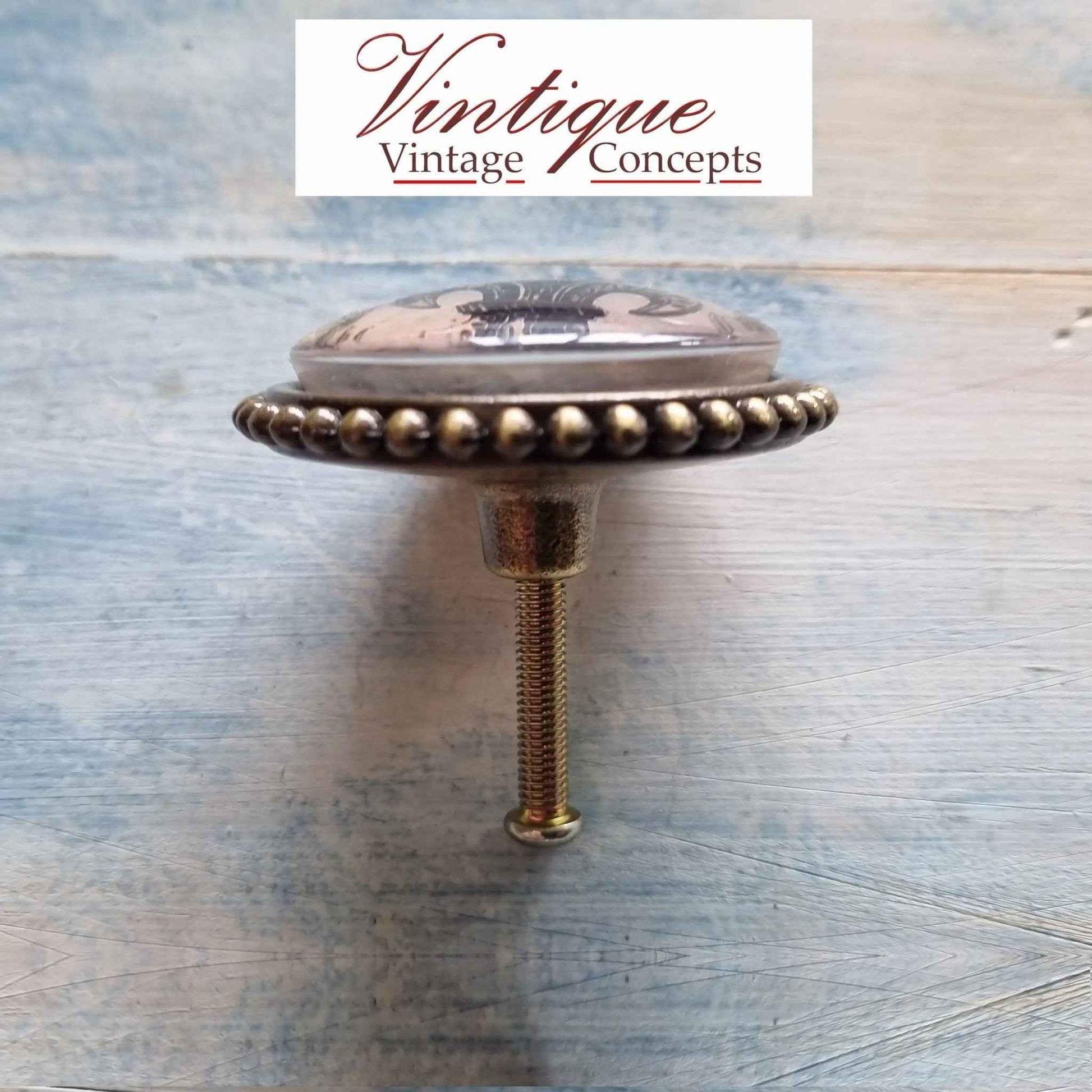 French series Vintage Glass/Zinc Alloy Gold Knob 54mm Royal Crown