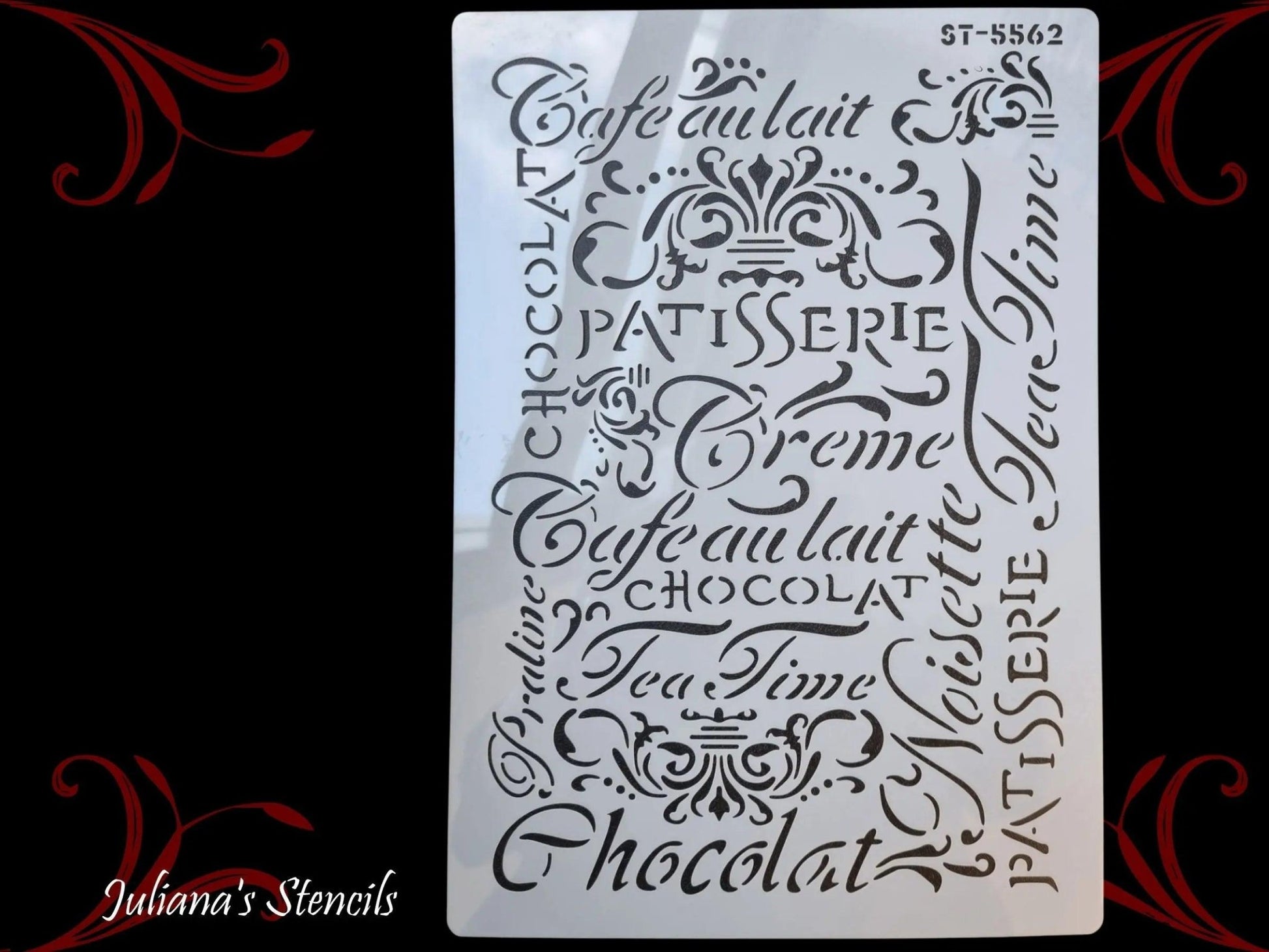 French Words vintage furniture paint stencil (A4 Size) also good with cake making-Vintique Concepts