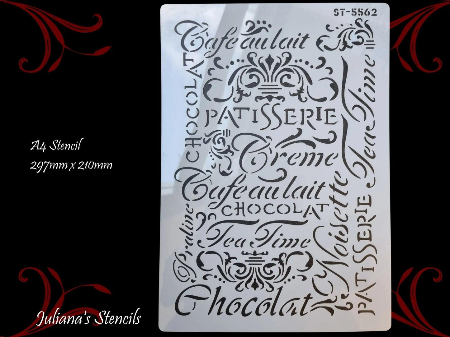 French Words vintage furniture paint stencil (A4 Size) also good with cake making-Vintique Concepts