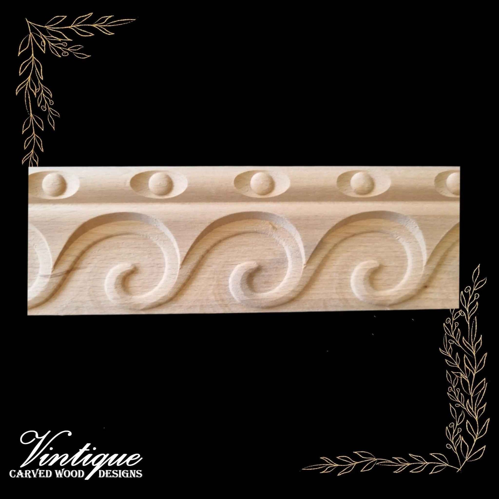 Georgian Spiral wood border trim moulding 66mm wide