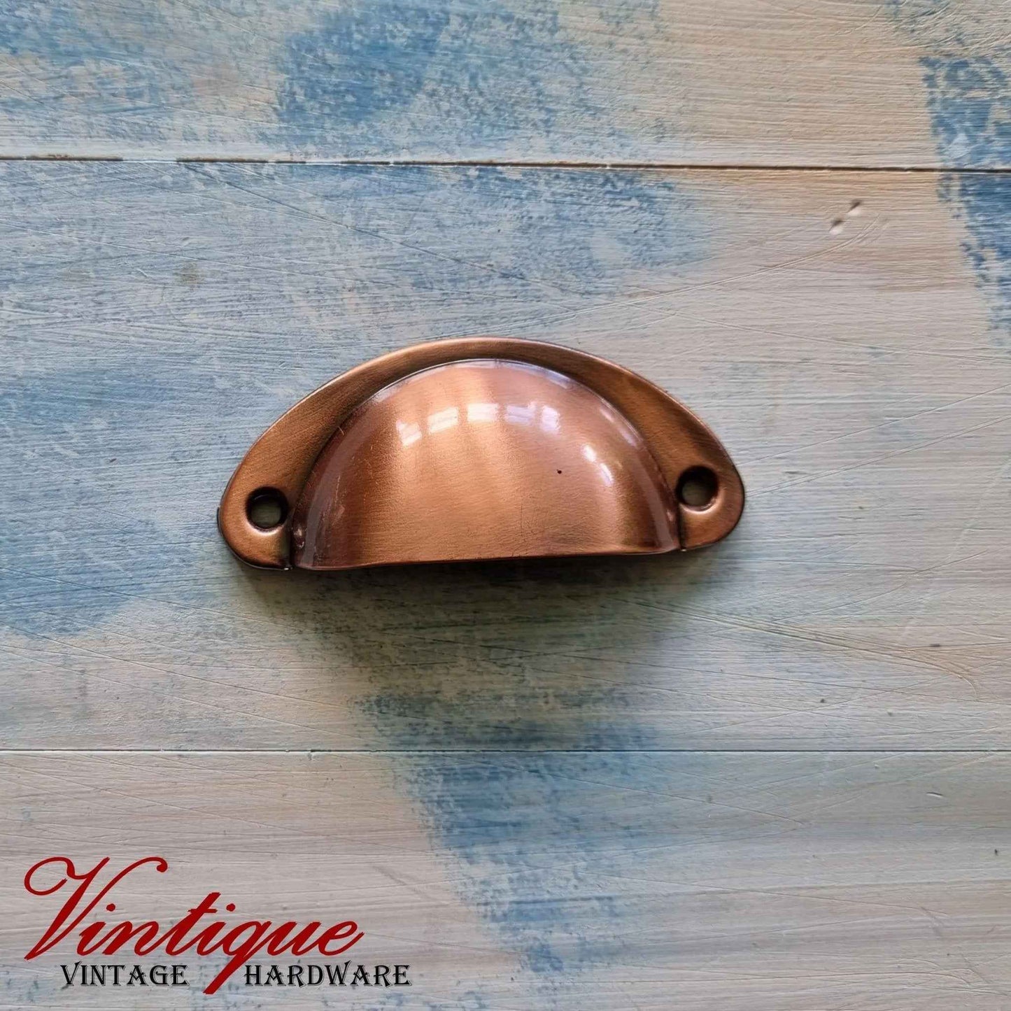 Half Moon Drawer Pull  Handle Antique Copper 86mm