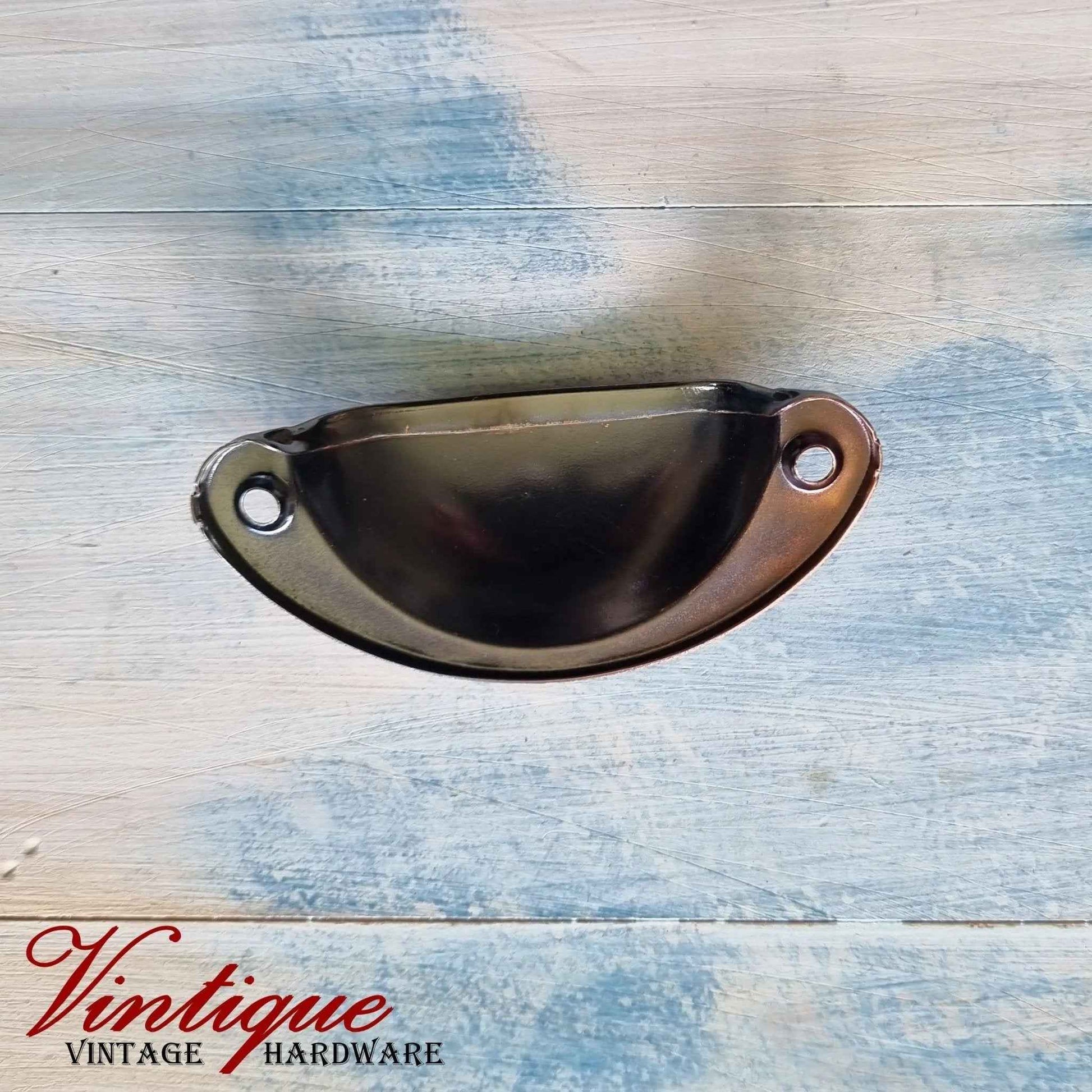 Half Moon Drawer Pull  Handle Antique Copper 86mm