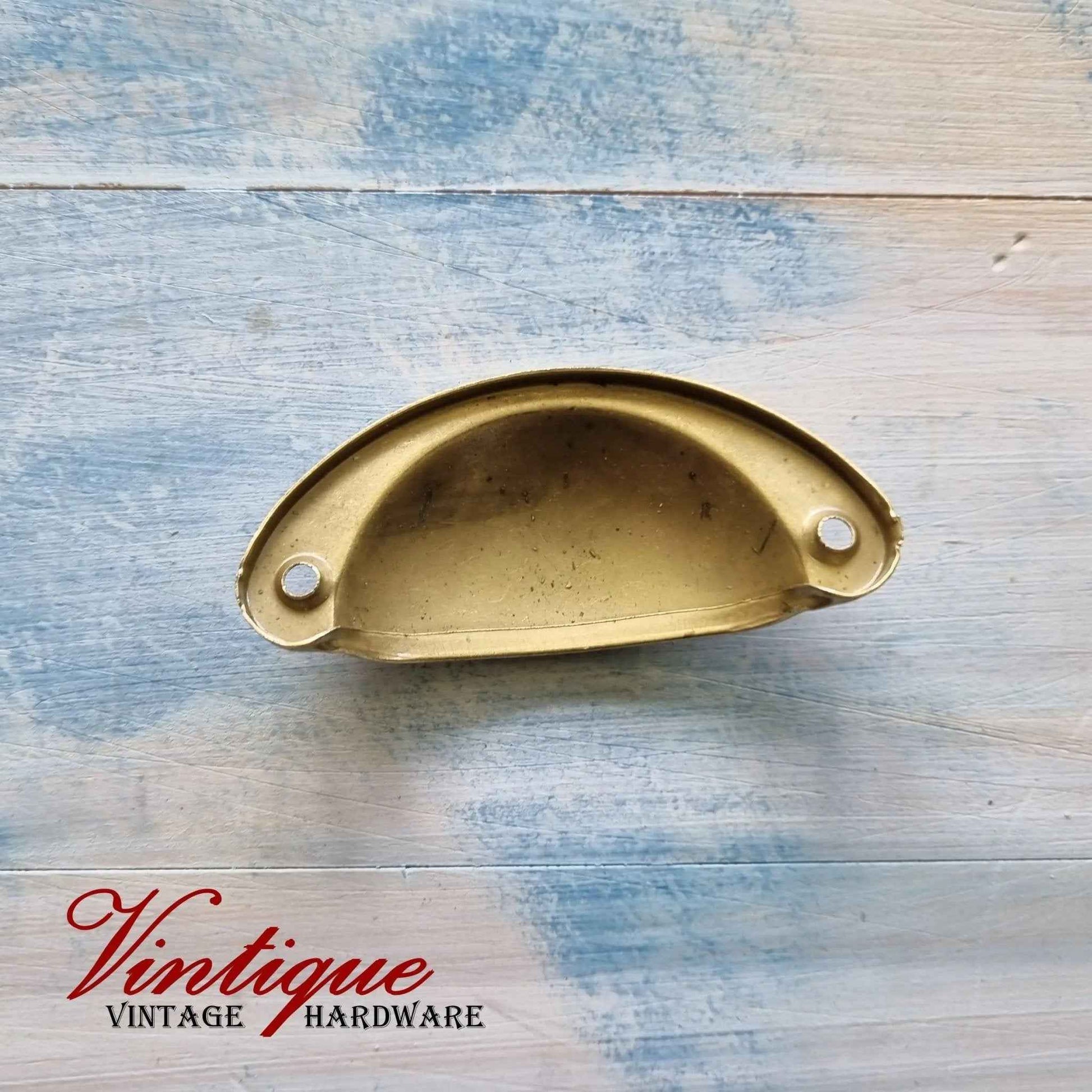Half Moon Drawer Pull  Handle Antique Gold 86mm