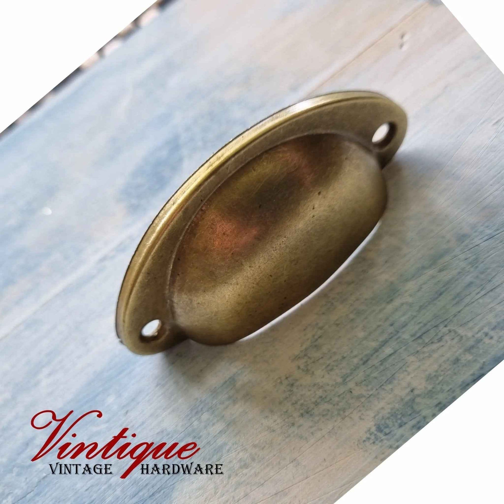 Half Moon Drawer Pull  Handle Antique Gold 86mm