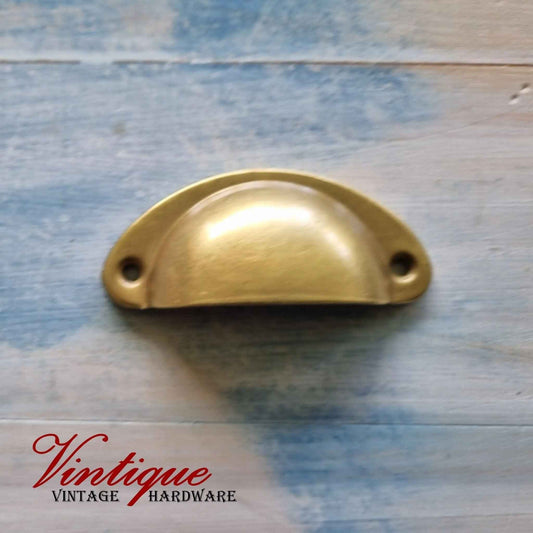 Half Moon Drawer Pull  Handle Antique Gold 86mm