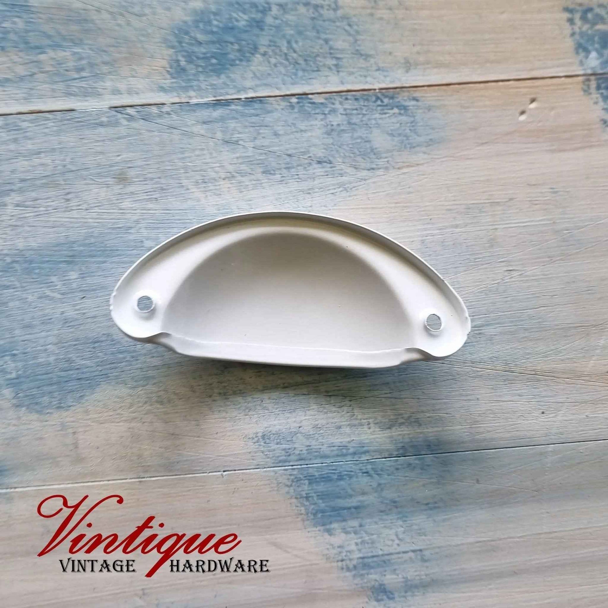 Half Moon Drawer Pull  Handle Antique White 86mm