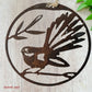 Hanging Rusty Metal Bird FANTAIL or Pīwakawaka  in circle approx 180mm in dia-Vintique Concepts