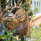 Hanging Rusty Metal Bird FANTAIL or Pīwakawaka  in circle approx 180mm in dia-Vintique Concepts