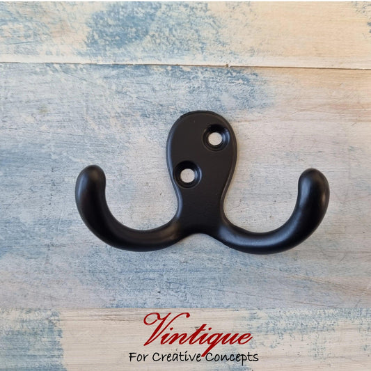 Heavy Duty 2 prong Coathook BLACK 72mm x 51mm-Vintique Concepts