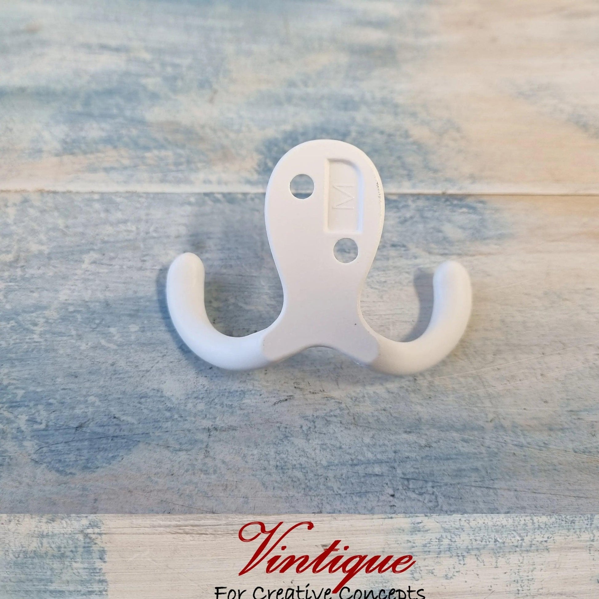 Heavy Duty 2 prong Coathook WHITE 72mm x 51mm-Vintique Concepts
