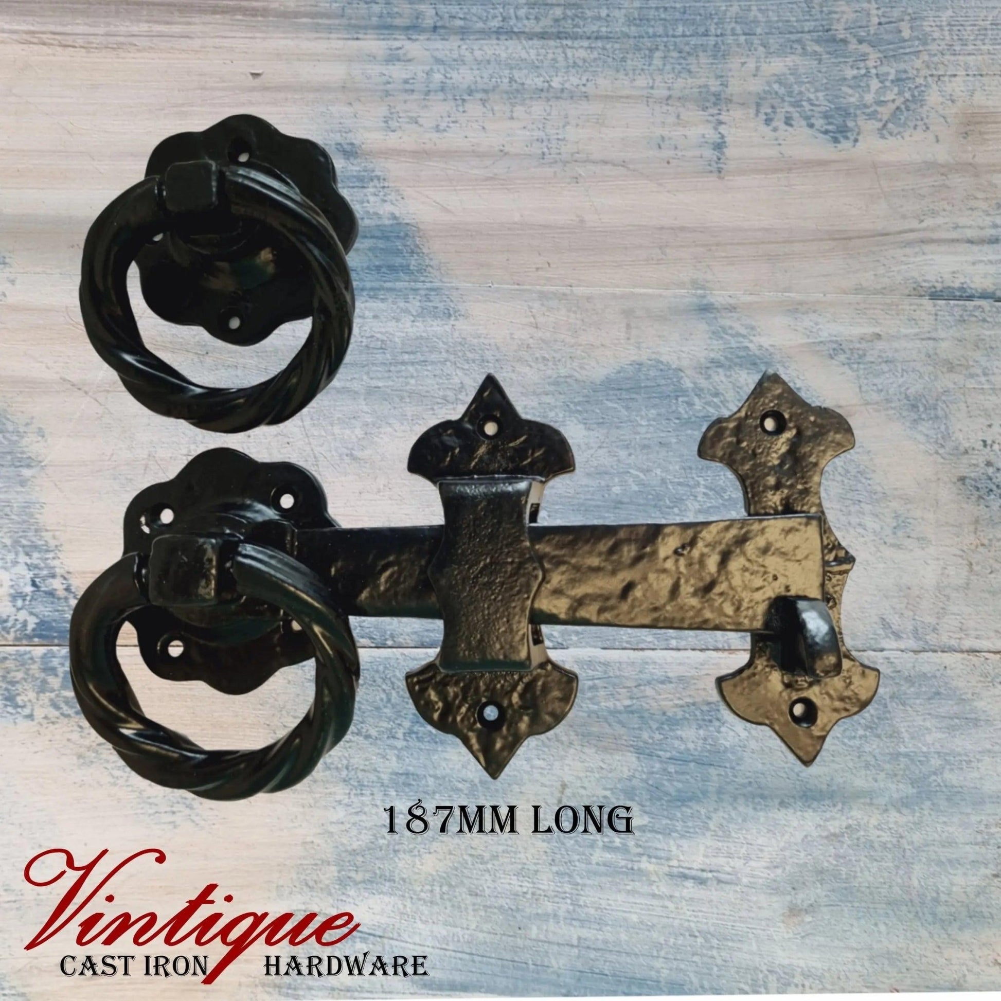Heavy Duty Cast Iron Gate latch set 187mm Long-Vintique Concepts
