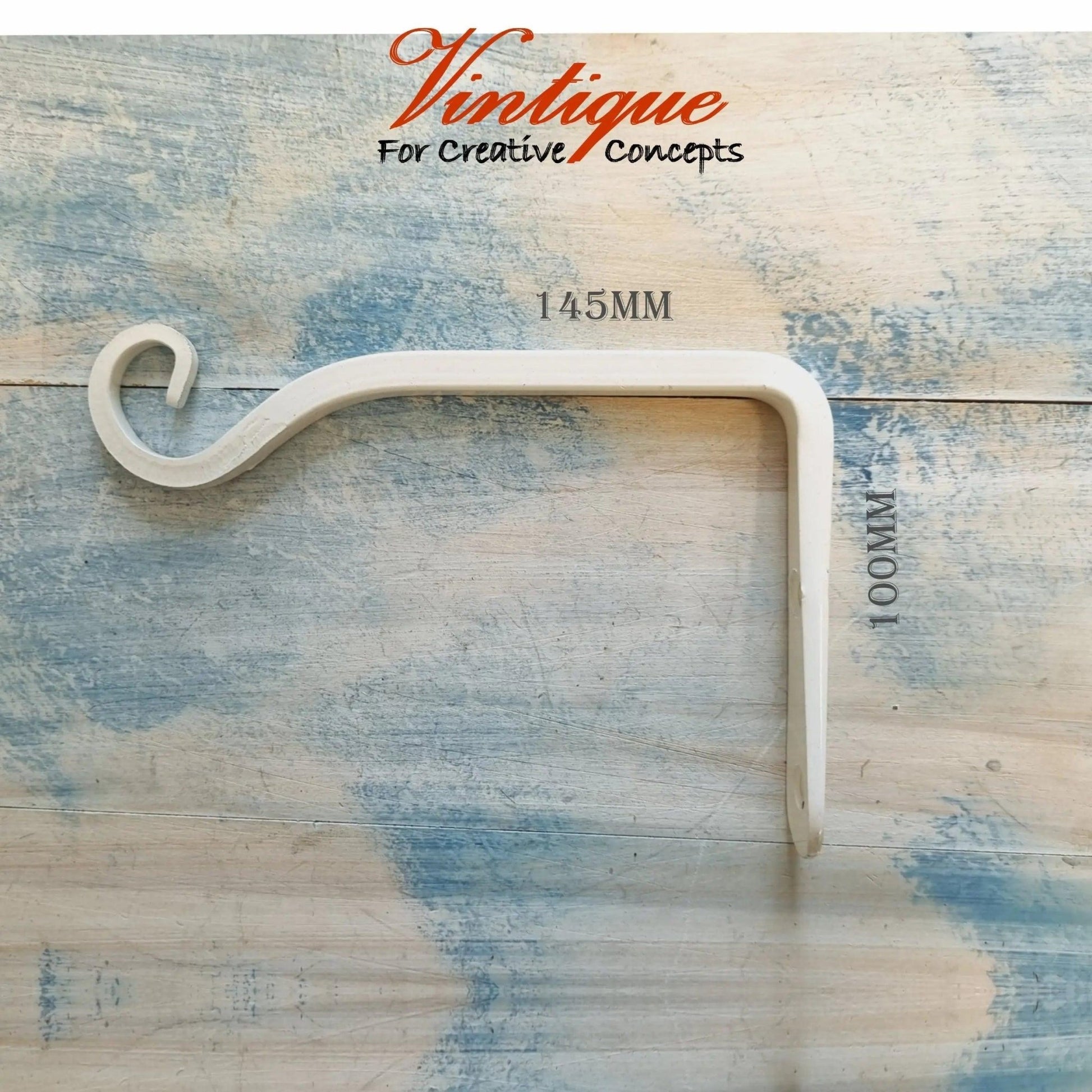 Heavy Duty White Garden Planter hanger hook 145mm long-Vintique Concepts
