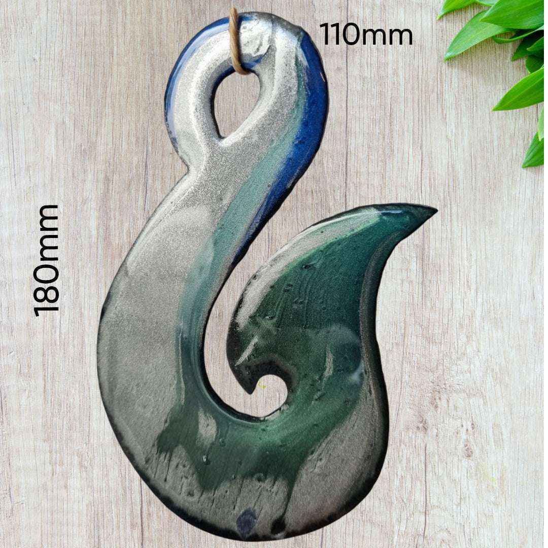 Small Hei Matau Metal Art - Maori Epoxy Fish Hook Design