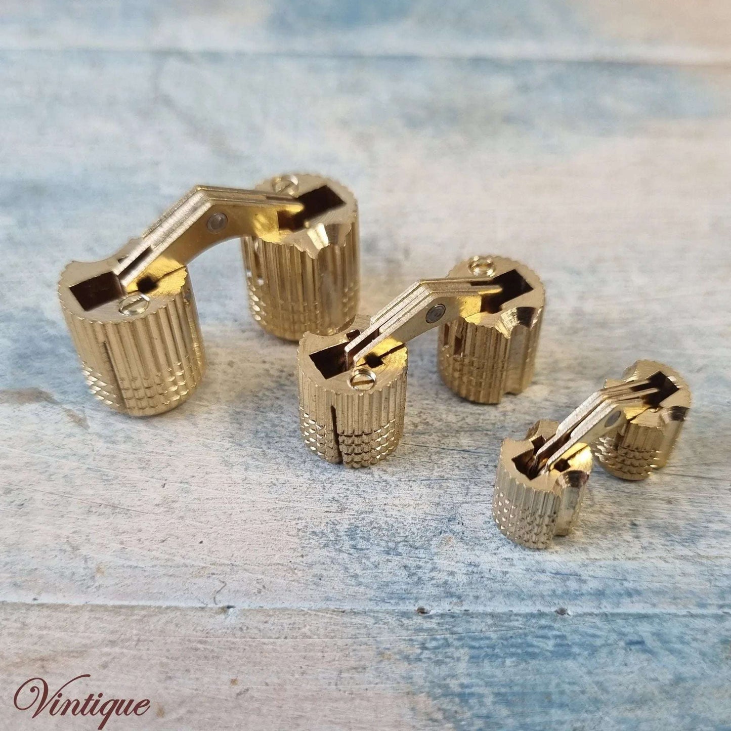 Invisible or concealed Brass Barrel Hinge - Hinged Design in 3 Sizes - Vintique Concepts