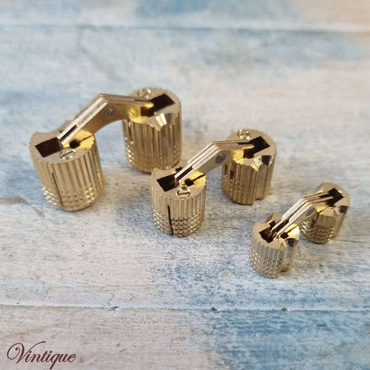 Invisible or concealed Brass Barrel Hinge - Hinged Design in 3 Sizes - Vintique Concepts