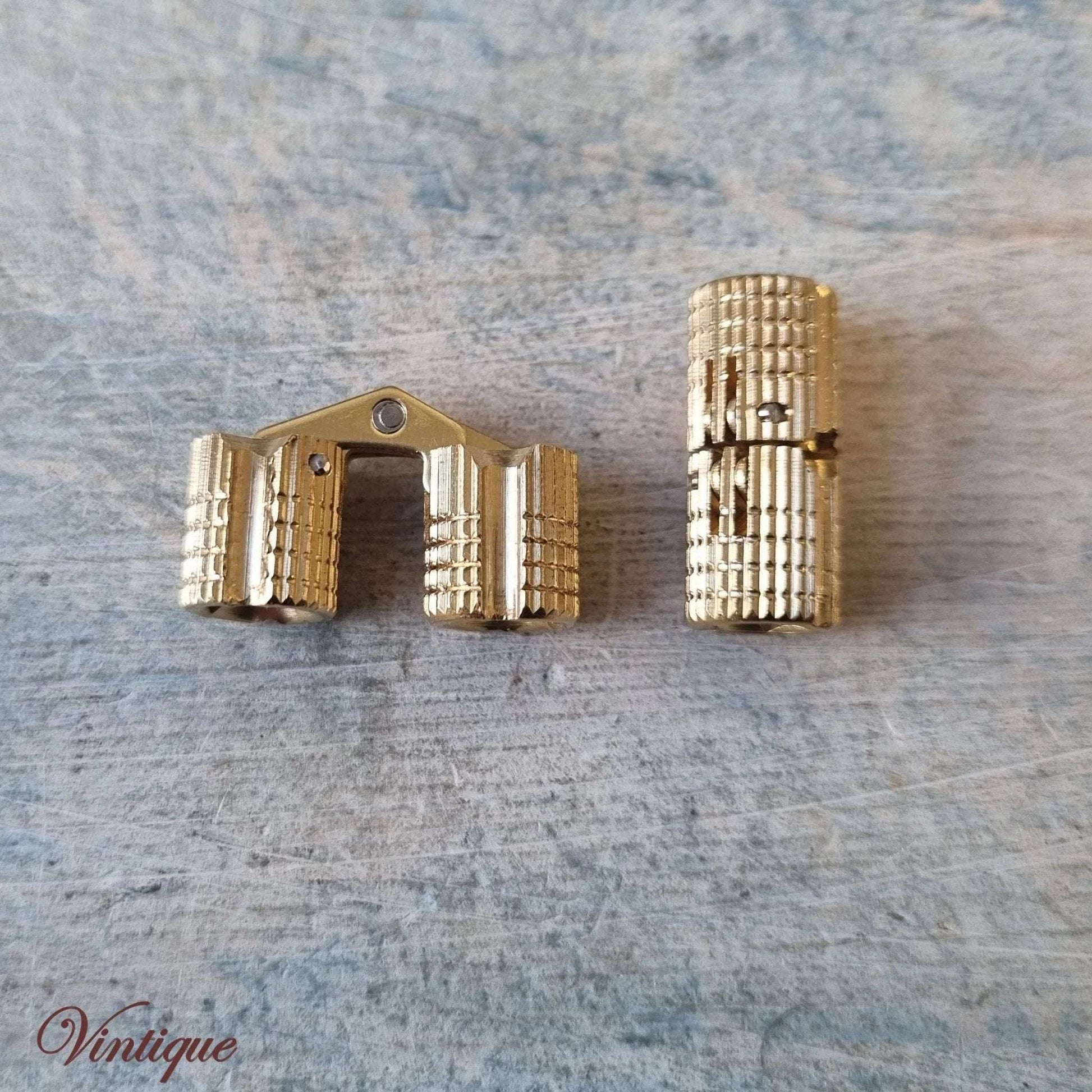 Invisible or concealed Brass Barrel Hinge - Hinged Design in 3 Sizes - Vintique Concepts