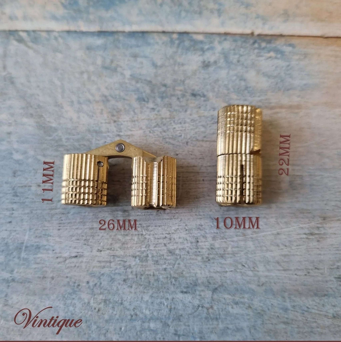Invisible or concealed Brass Barrel Hinge - Hinged Design in 3 Sizes - Vintique Concepts