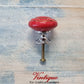 ITALIA Ceramic Cabinet Drawer Knob RED with Gold inlay 35mm Dia-Vintique Concepts