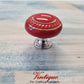 ITALIA Ceramic Cabinet Drawer Knob RED with Gold inlay 35mm Dia-Vintique Concepts
