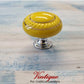 ITALIA Ceramic Cabinet Drawer Knob YELLOW with Gold inlay 35mm Dia-Vintique Concepts