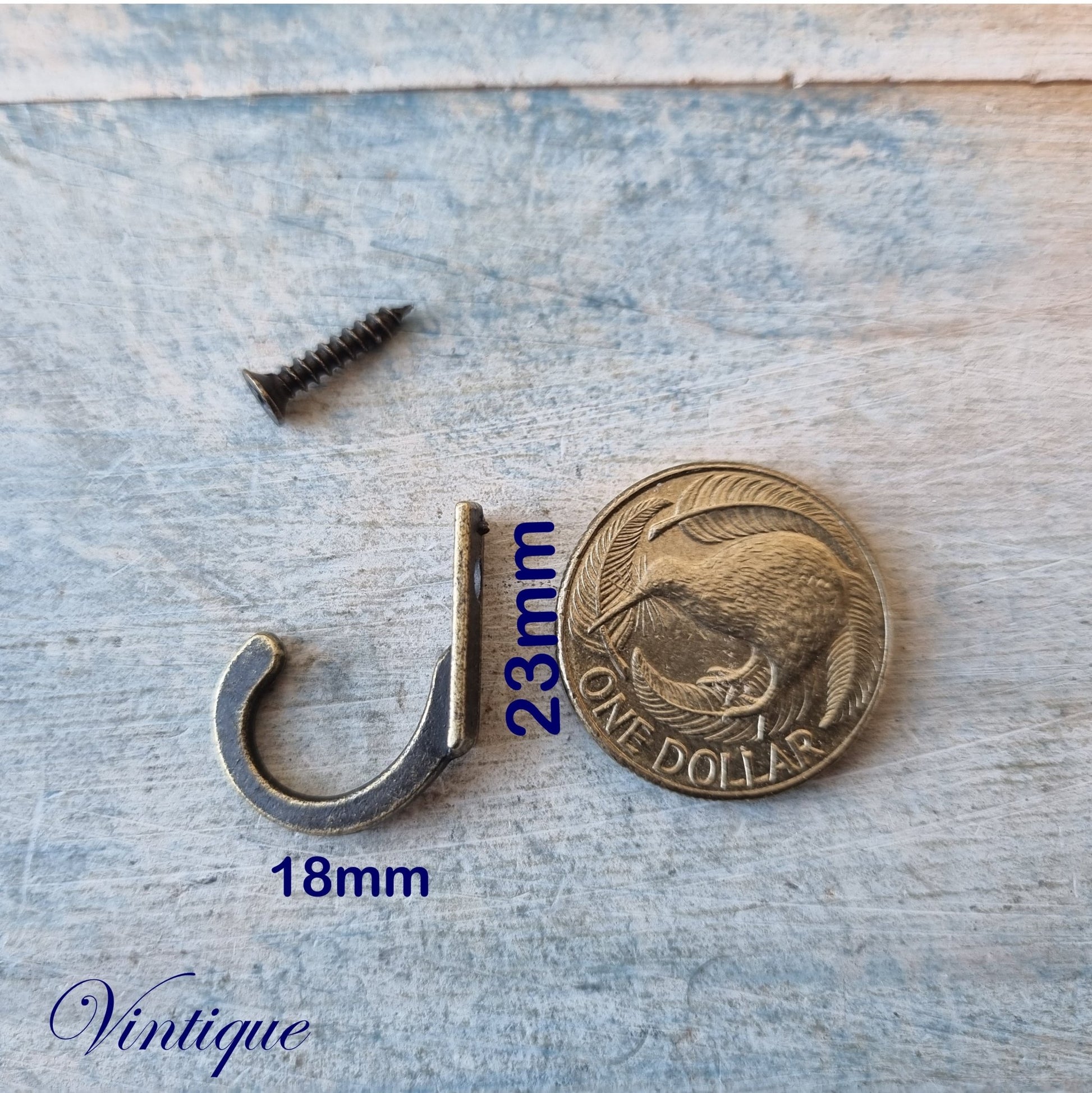 Itzy single prong Coat / key hooks (pkt of 5) 23mm x 18mm-Vintique Concepts