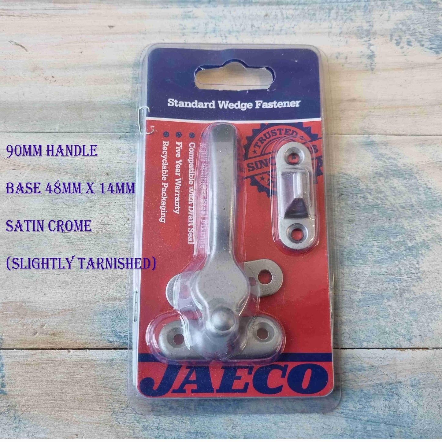 Jaeco Satin Chrome Window sash wedge fastener (1 only) Surplus-Vintique Concepts