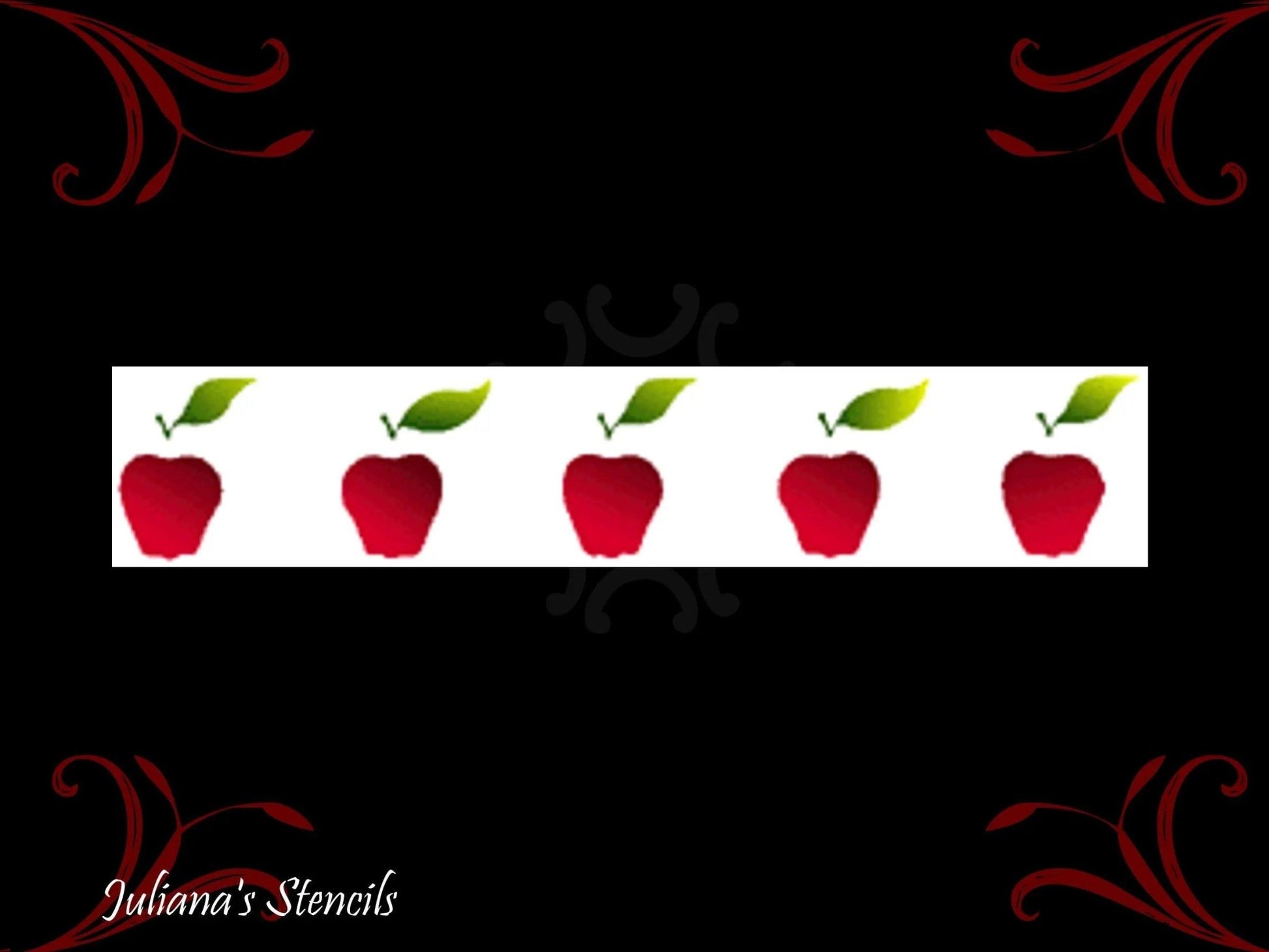 Juicy Apples border contemporary furniture paint stencil 355mm x 75mm-Vintique Concepts