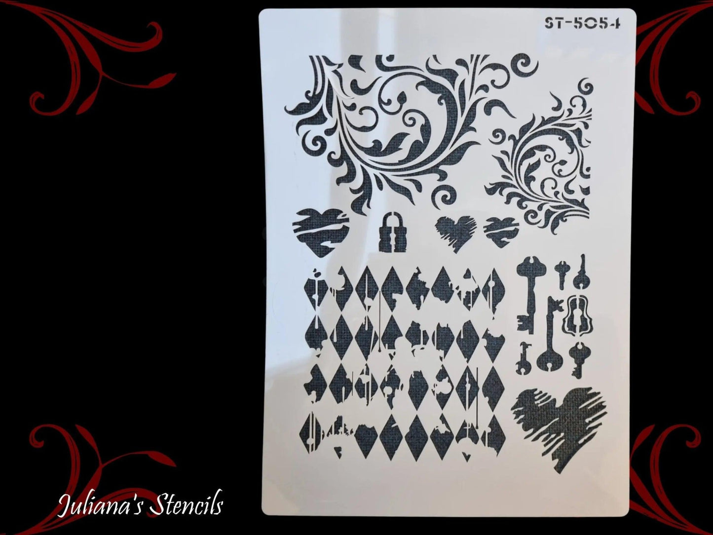 Keys & Locks vintage furniture paint stencil (A4 Size)-Vintique Concepts