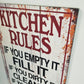 KITCHEN RULES -Wood sign 52cm x 25cm-Vintique Concepts