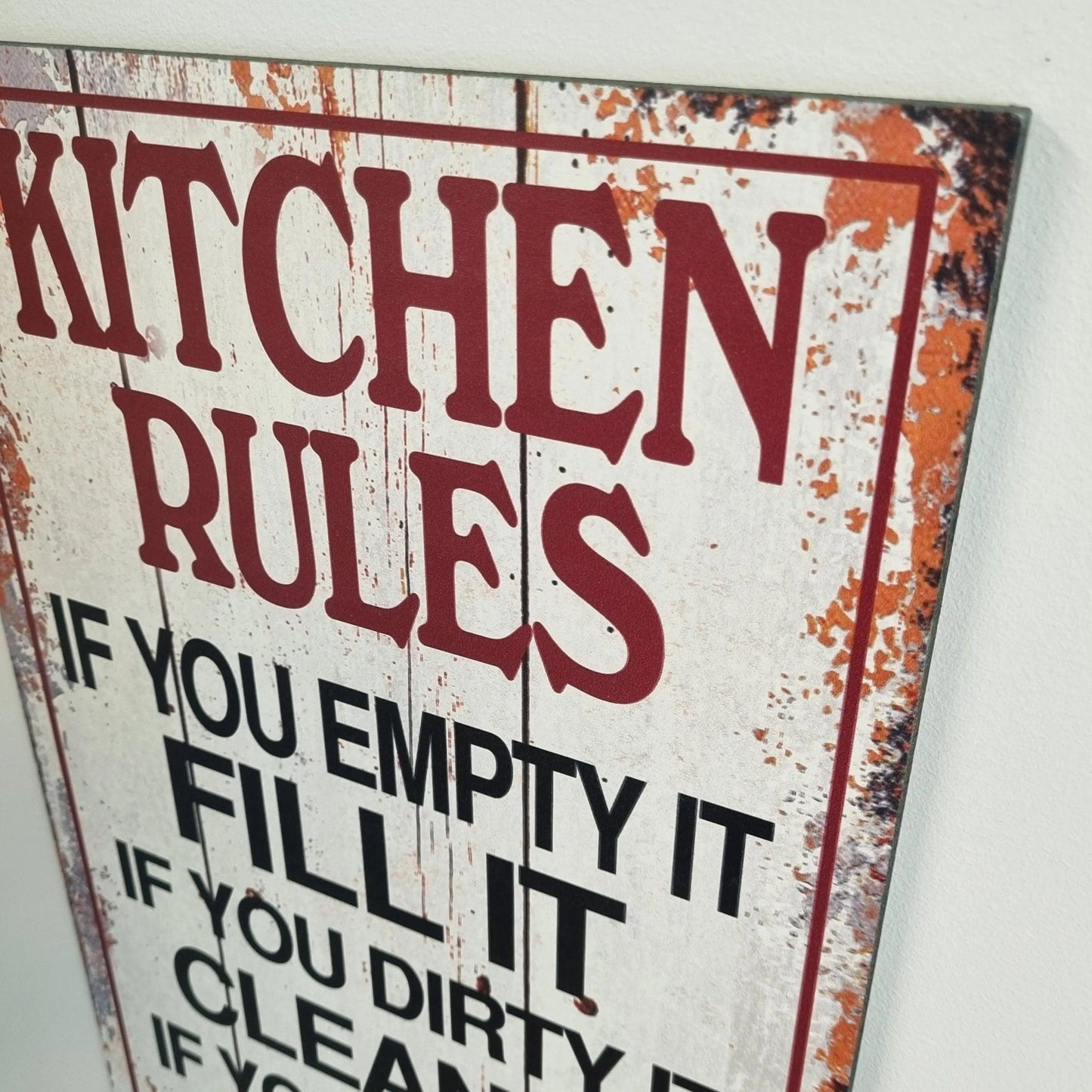 KITCHEN RULES -Wood sign 52cm x 25cm-Vintique Concepts