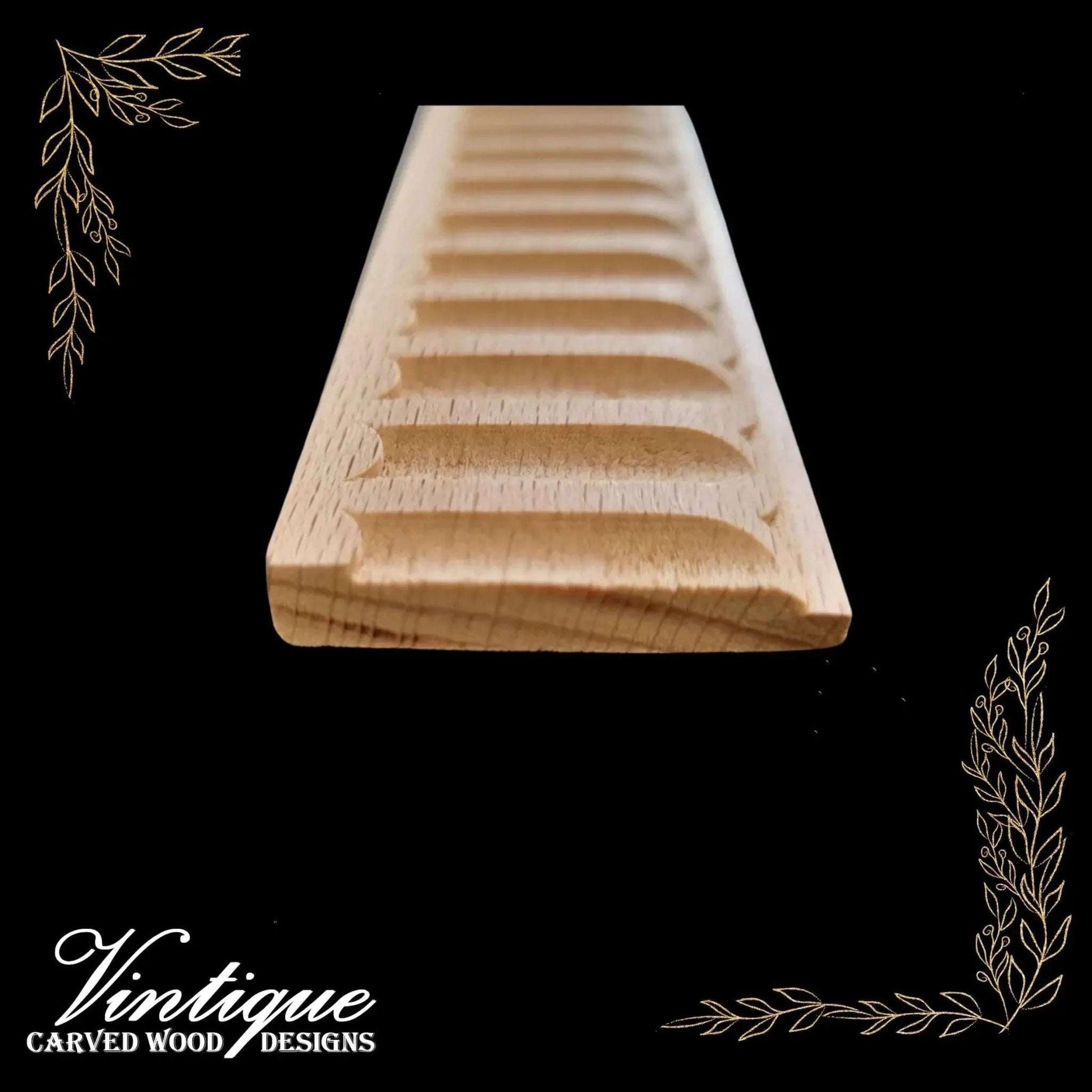 large Fluted Wood border / Furniture trim moulding 35mm wide - Vintique Concepts