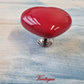 LARGE RED HEART Ceramic Cabinet Drawer Knob 51mm x 45mm-Vintique Concepts