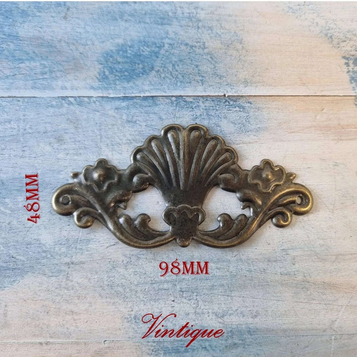 Large Scallop design metal decorative for cabinet furniture - Vintique Concepts