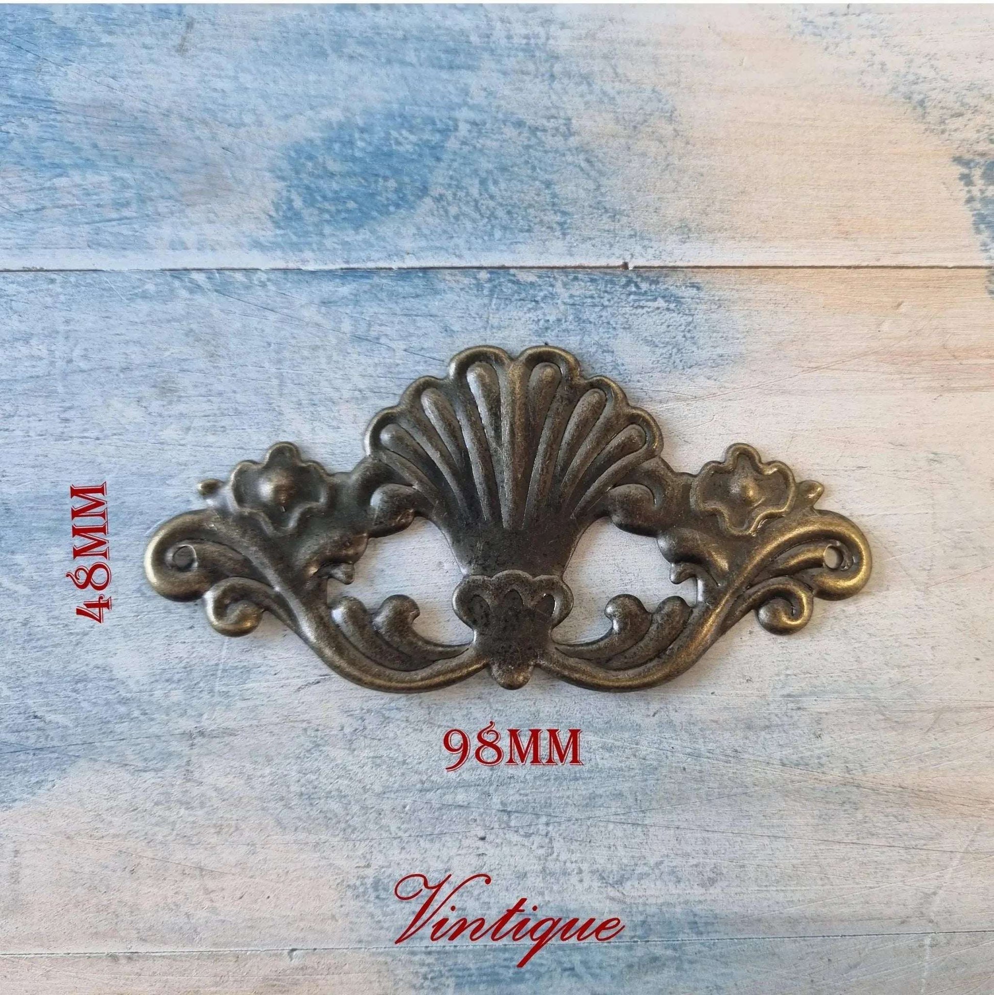 Large Scallop design metal decorative for cabinet furniture - Vintique Concepts